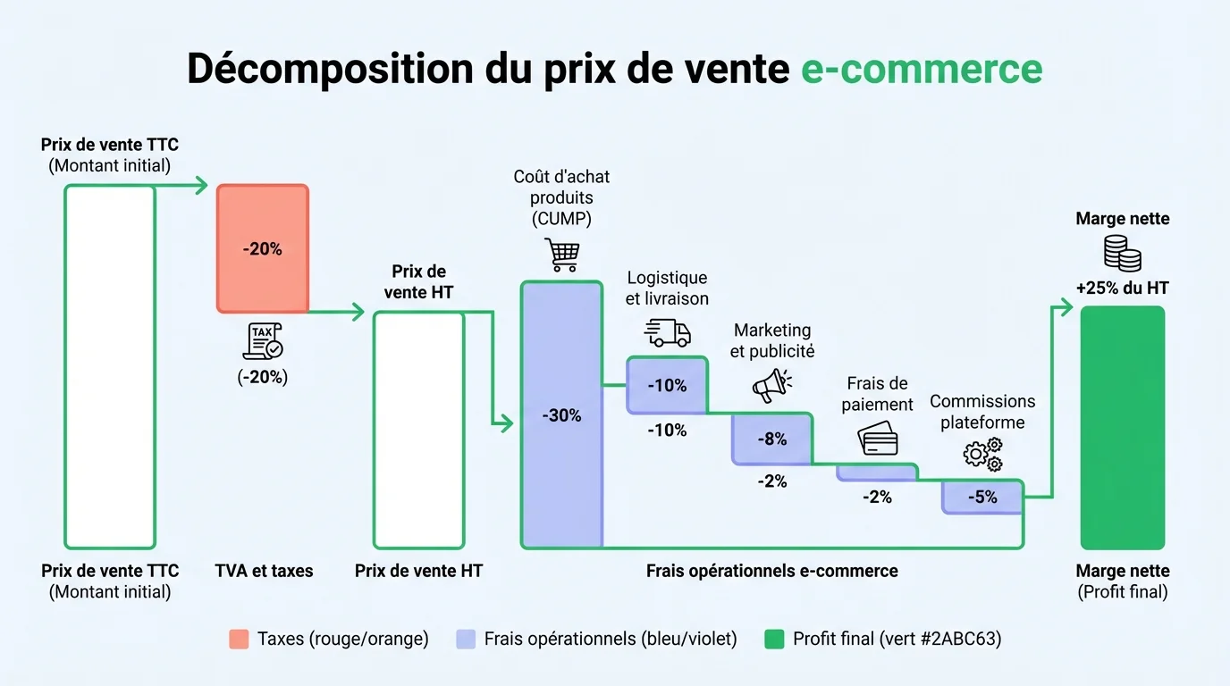 Décomposition du prix de vente e-commerce
