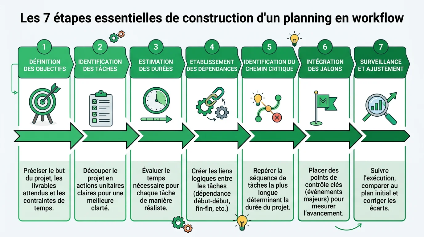 Les 7 étapes essentielles de construction d'un planning en workflow