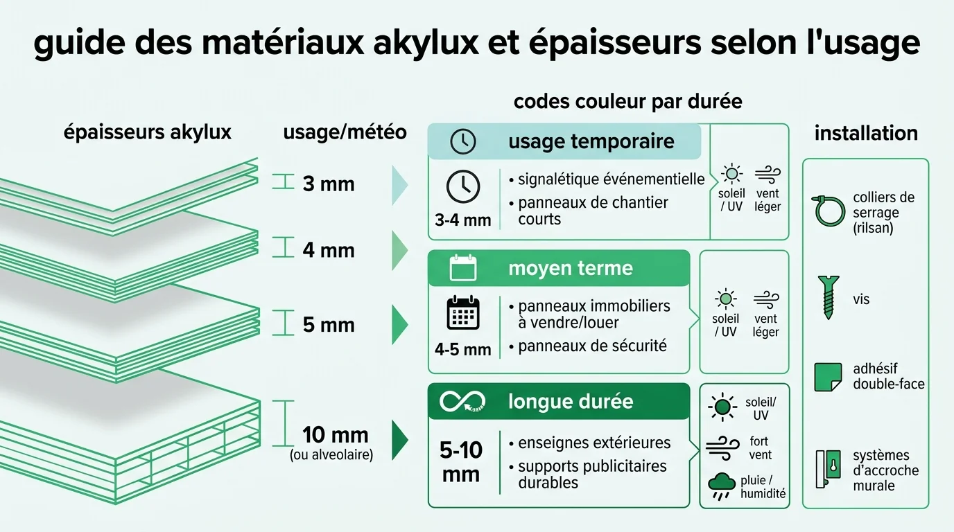 Guide des matériaux Akylux et épaisseurs selon l'usage
