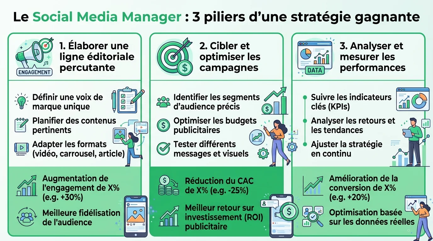 Le Social Media Manager : 3 piliers d'une stratégie gagnante
