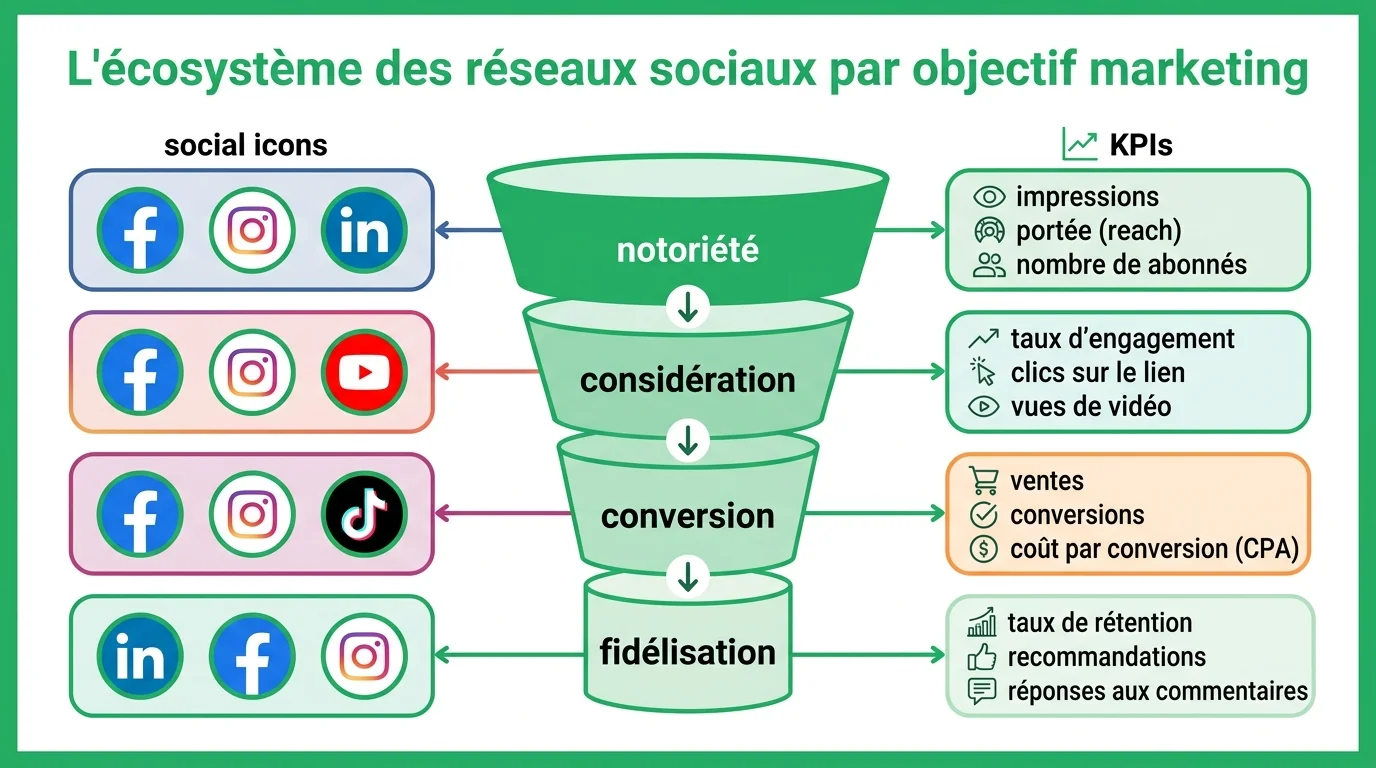 L'écosystème des réseaux sociaux par objectif marketing