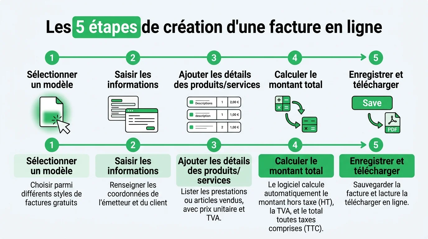 Les 5 étapes de création d'une facture en ligne