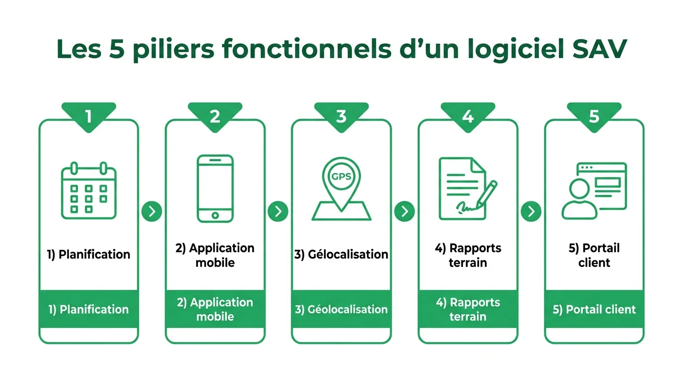 Les 5 piliers fonctionnels d'un logiciel SAV