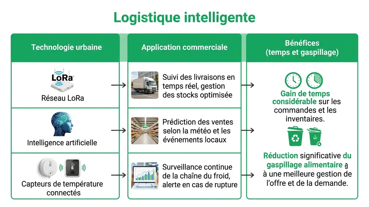 Tableau comparatif entre la gestion de stock traditionnelle et la gestion optimisée par capteurs IoT et IA.
