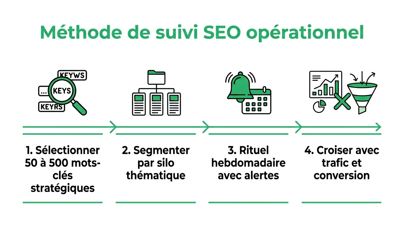 Méthodologie en quatre étapes pour un suivi SEO exploitable