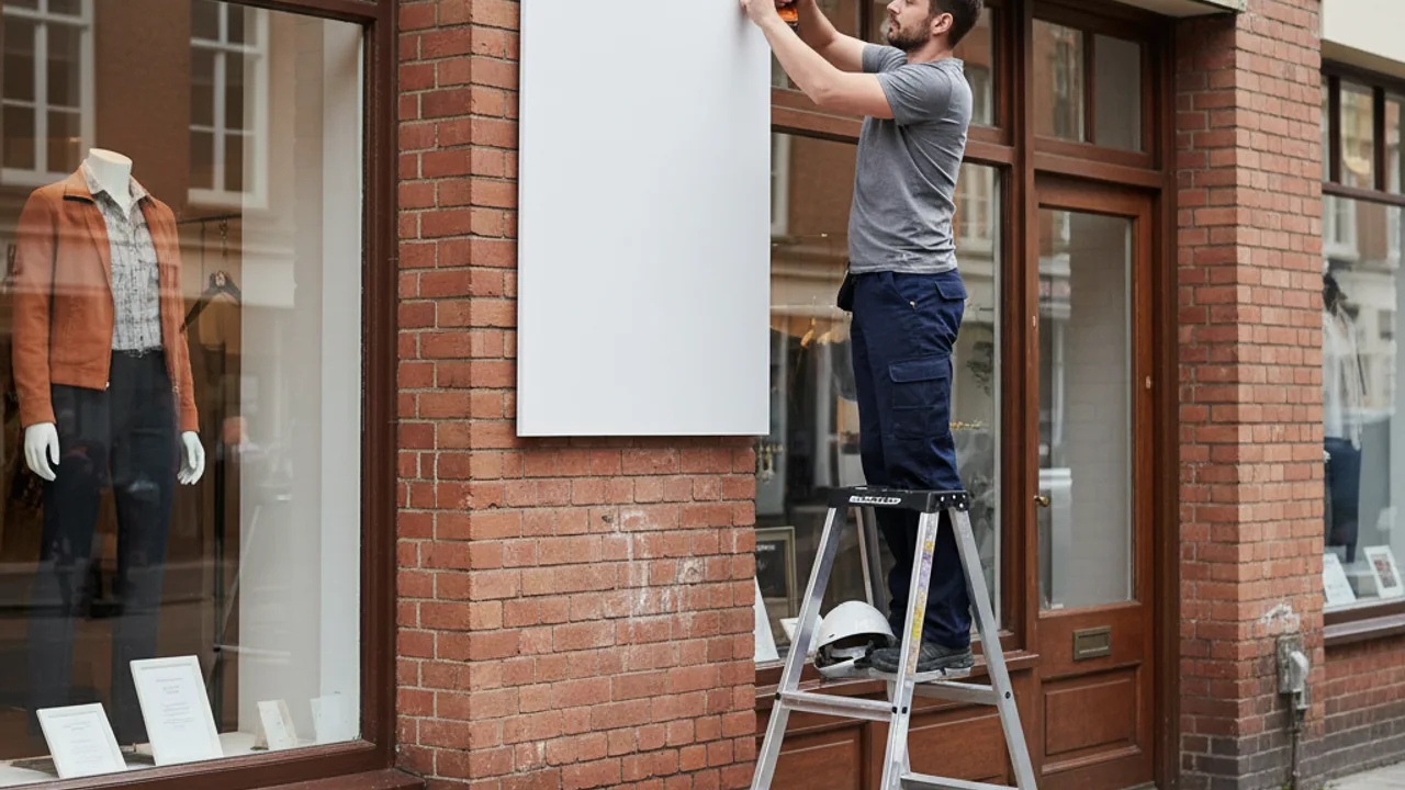 Pose d'une enseigne sur façade