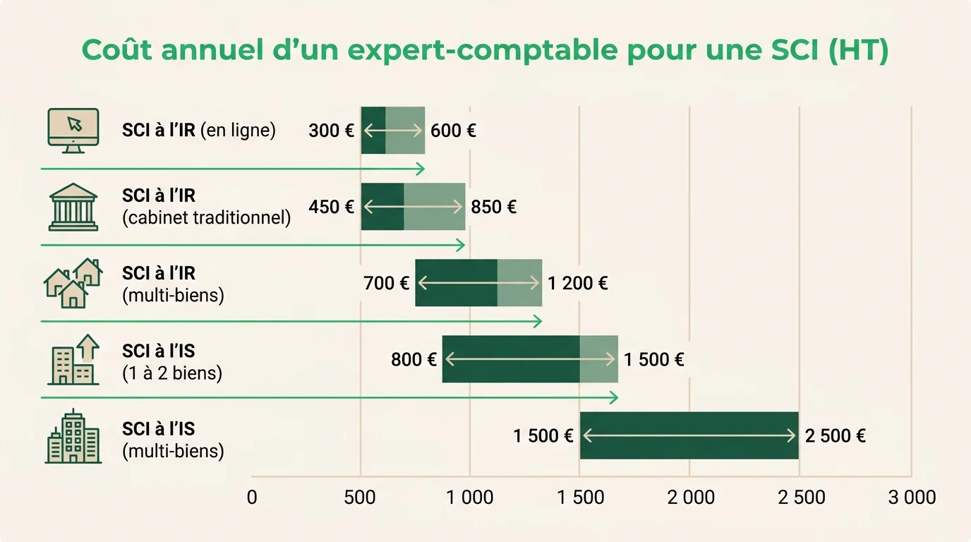 Cout annuel d'un expert-comptable pour une SCI selon le regime
