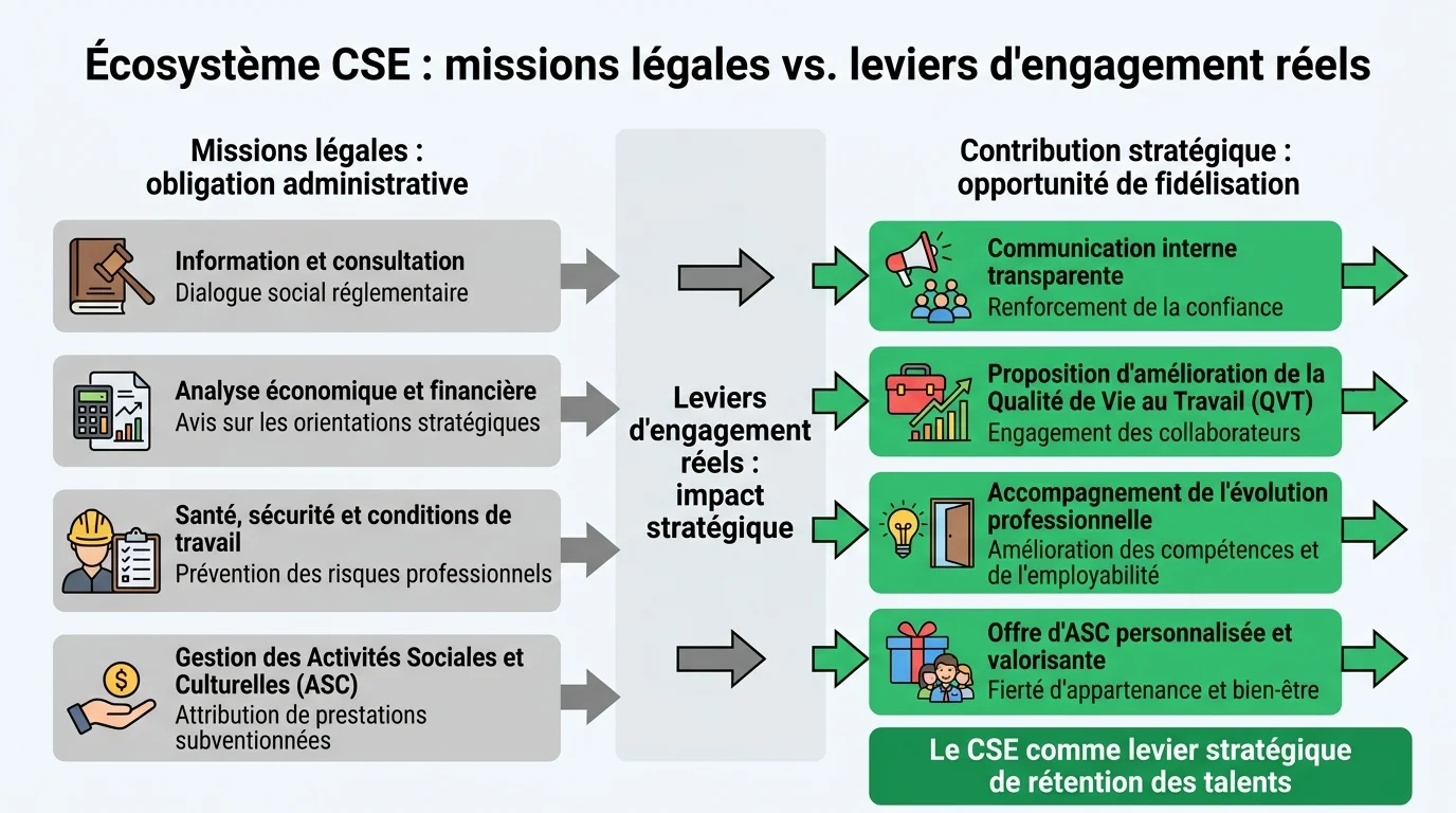 Écosystème CSE : missions légales vs. leviers d'engagement réels
