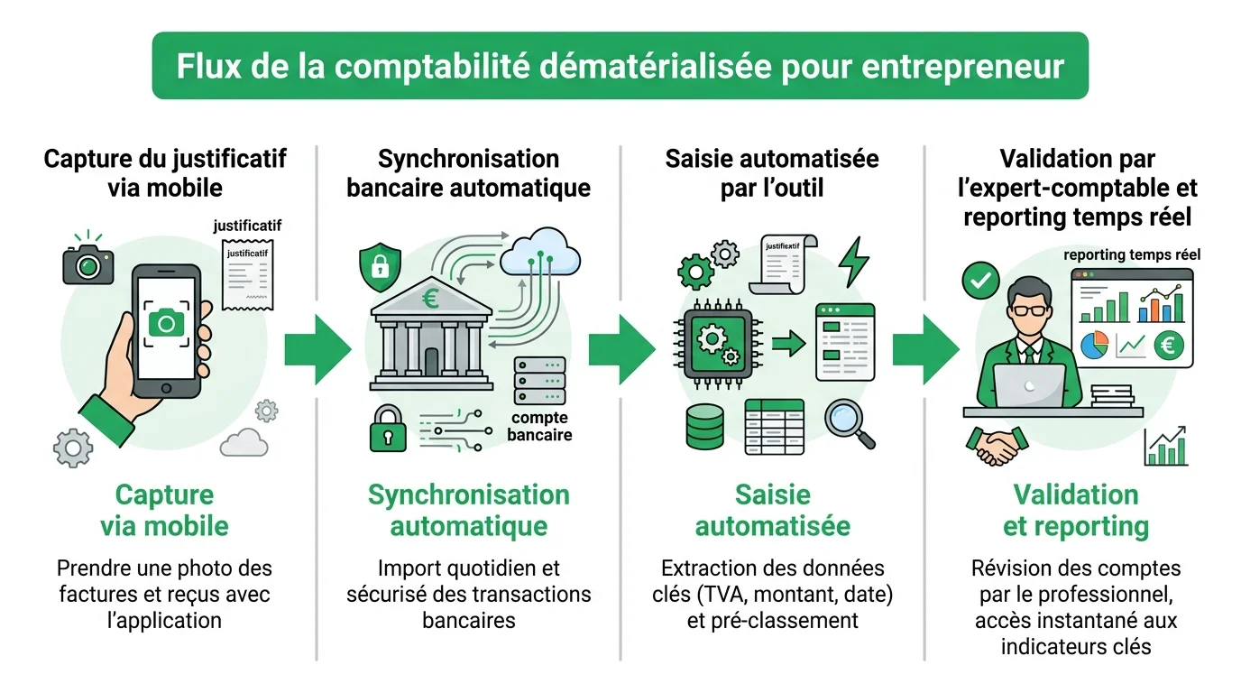 Flux de la comptabilité dématérialisée pour entrepreneur