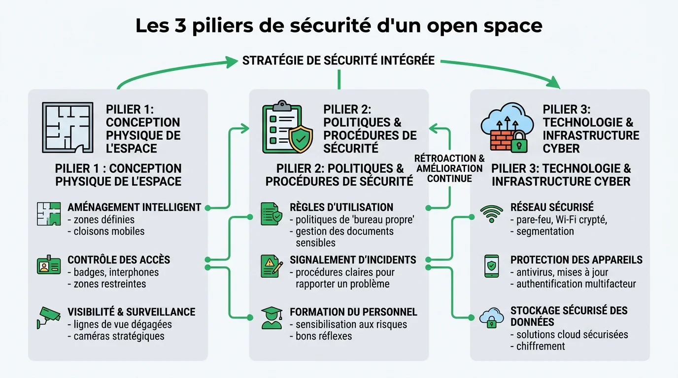 Les 3 piliers de sécurité d'un open space