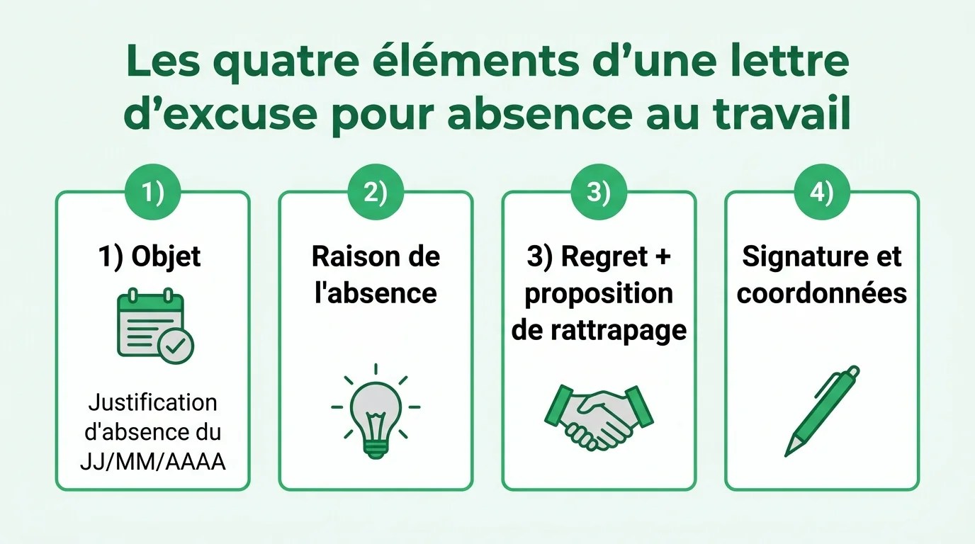 Les quatre éléments d'une lettre d'excuse pour absence au travail