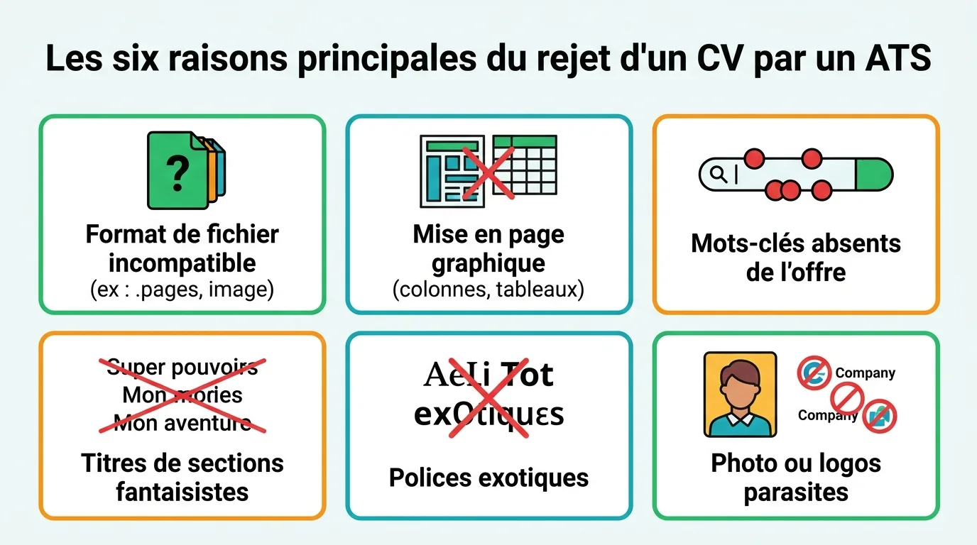 Les six raisons principales du rejet d'un CV par un ATS
