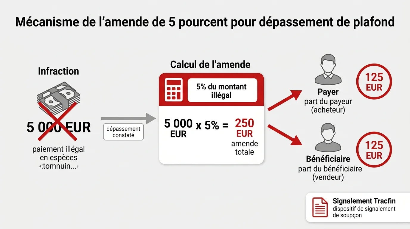 Mécanisme de l'amende de 5 pourcent pour dépassement de plafond