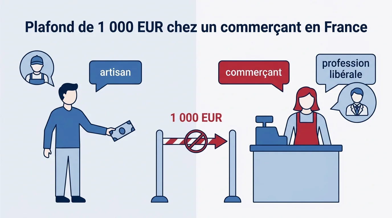 Plafond de 1 000 EUR chez un commerçant en France
