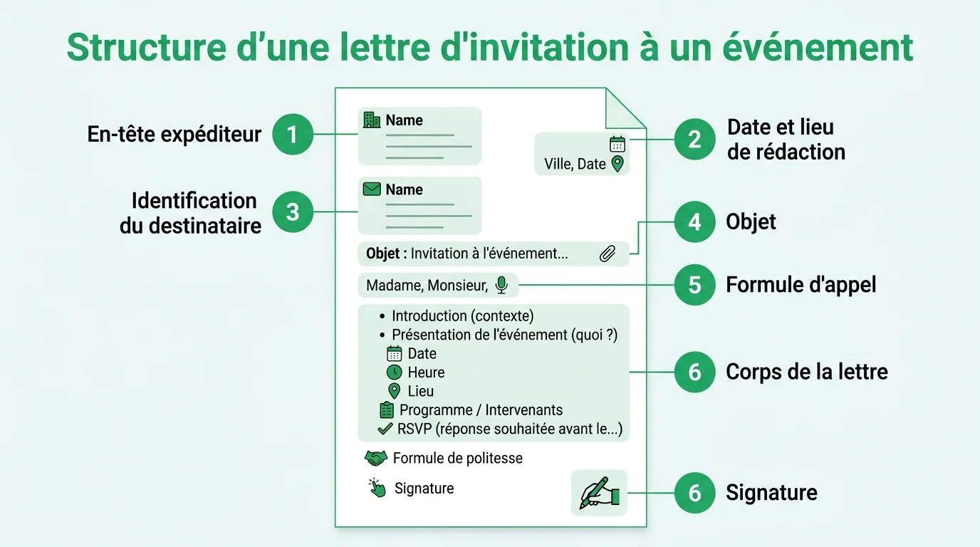 Structure d'une lettre d'invitation à un événement