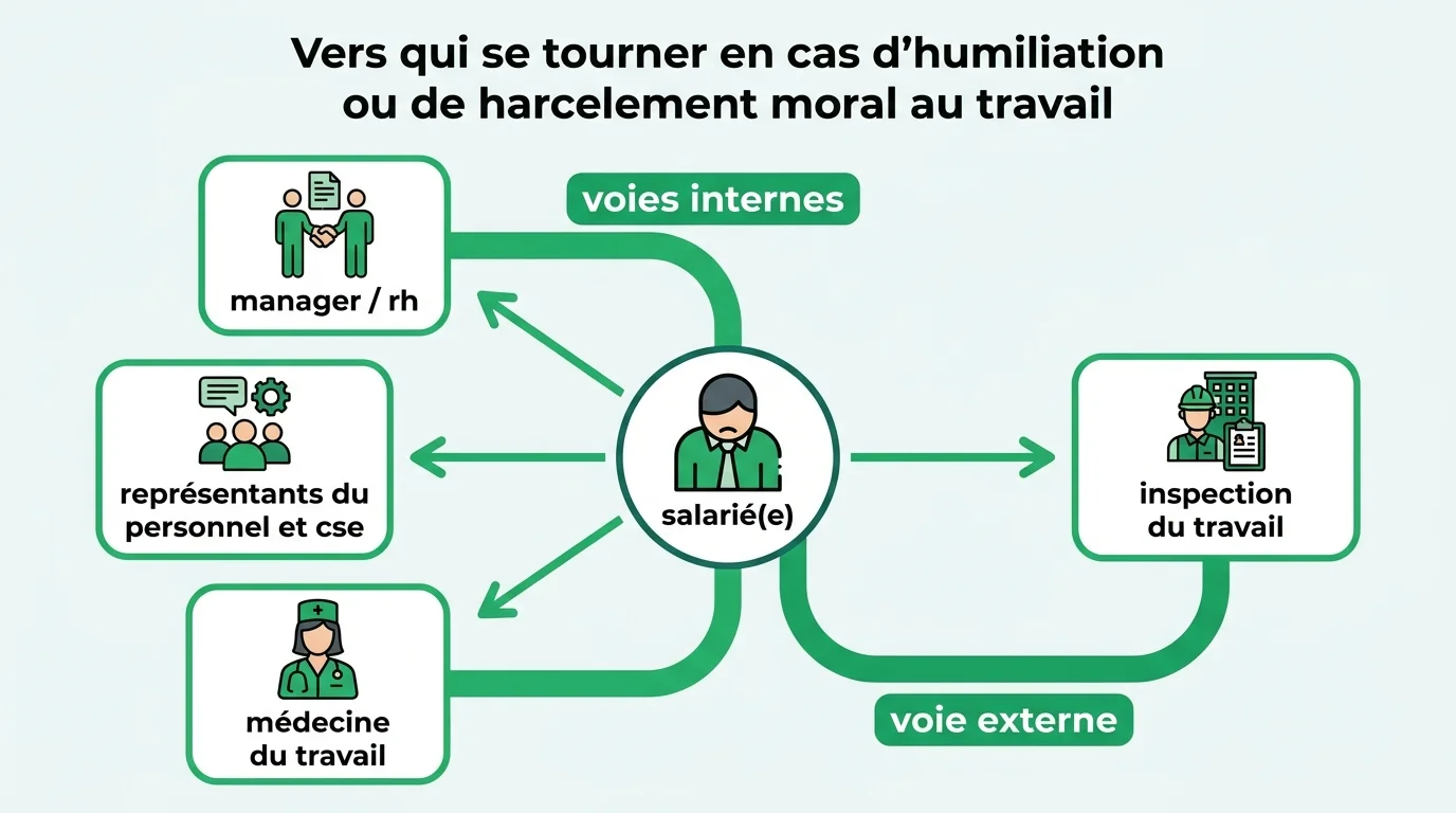 Vers qui se tourner en cas d'humiliation ou de harcelement moral au travail