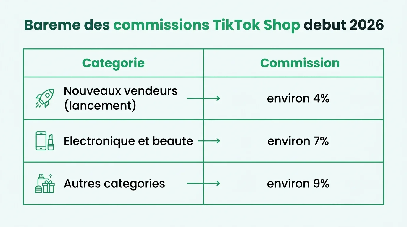 Bareme des commissions TikTok Shop debut 2026