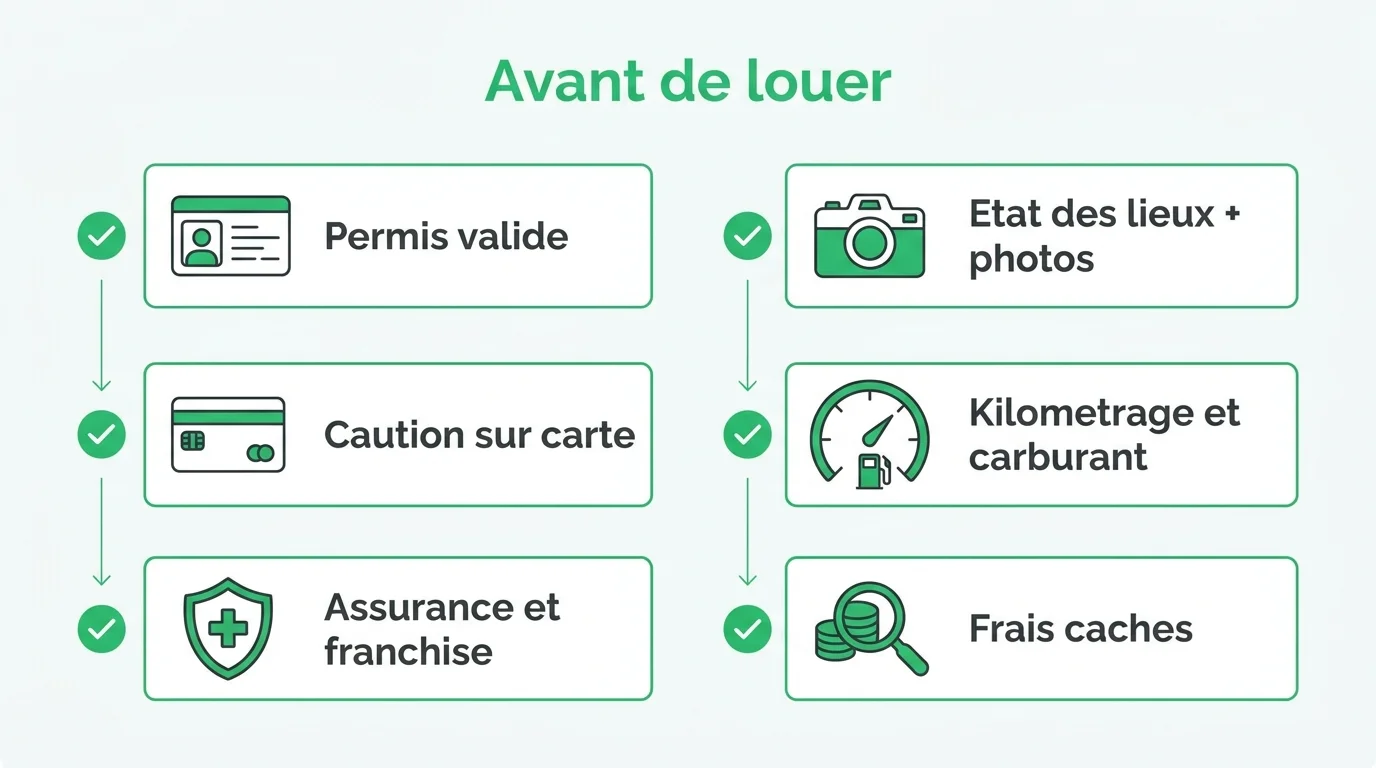 Checklist des criteres a verifier avant de louer une voiture