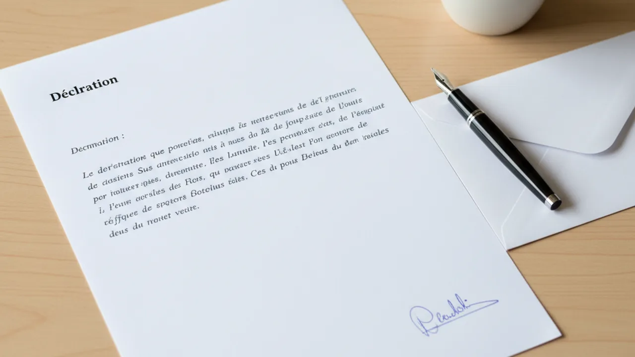 Exemple d'attestation sur l'honneur signée à la main