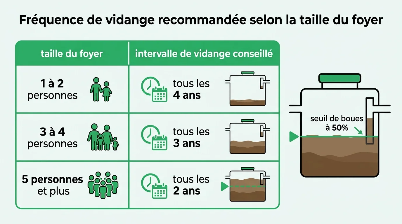 Frequence de vidange recommandee selon la taille du foyer