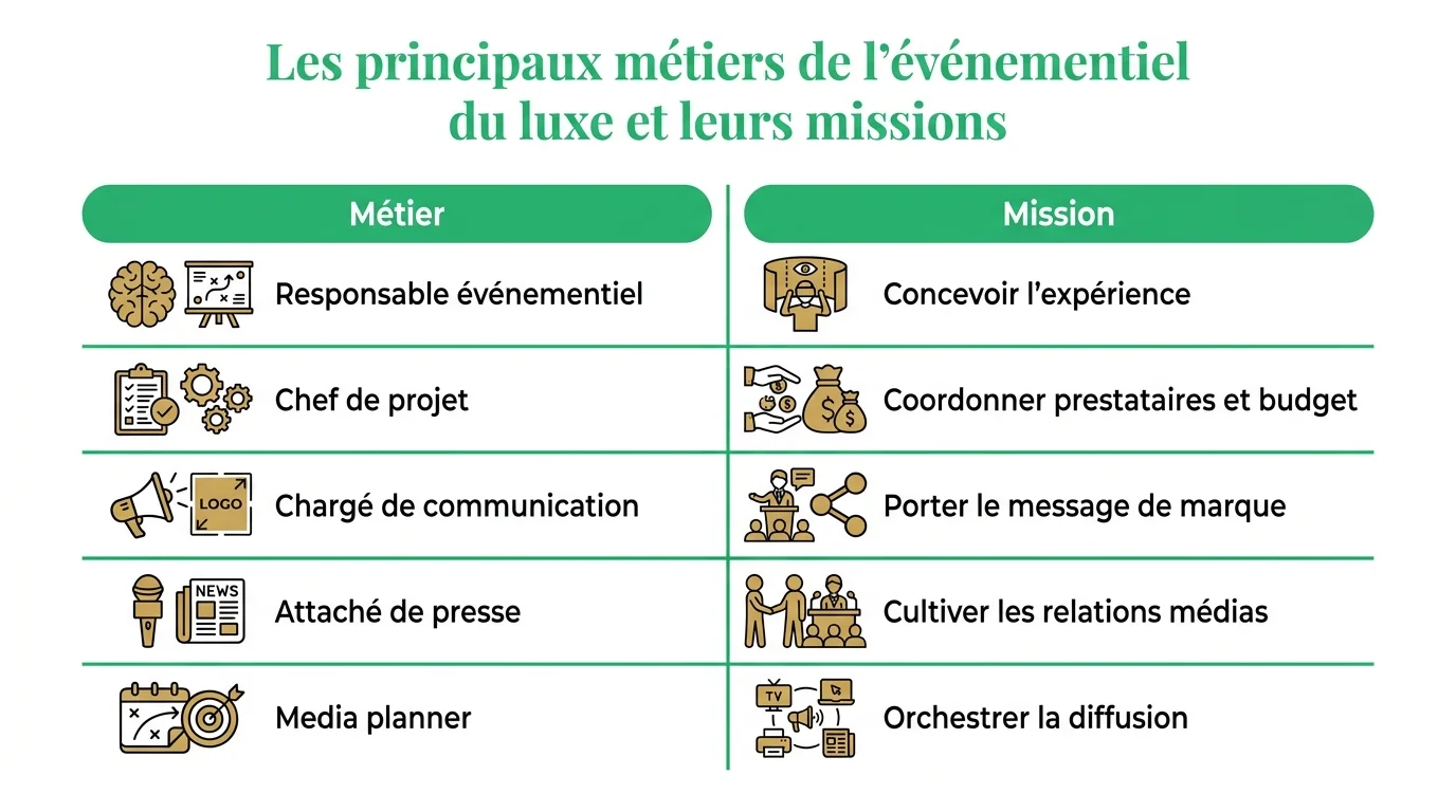 Les principaux metiers de l'evenementiel du luxe et leurs missions