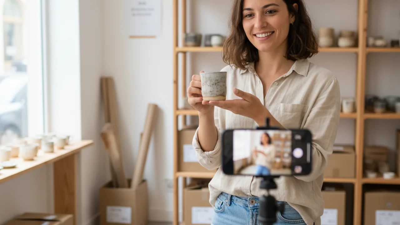 Une entreprise filme une video de vente pour TikTok Shop