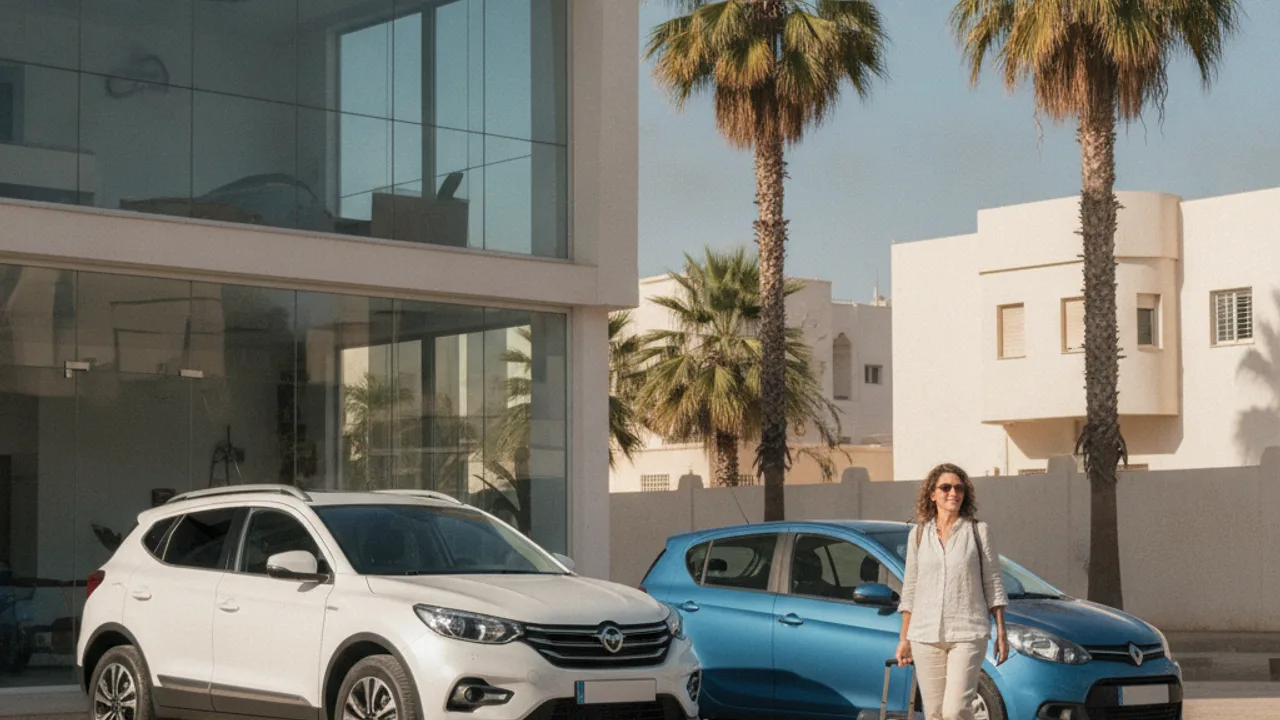 Voitures de location recentes pretes devant une agence a Alger