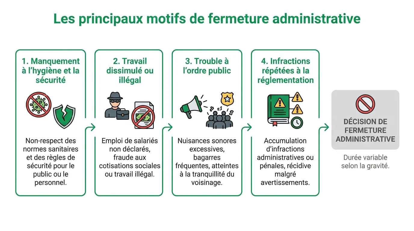 Les principaux motifs de fermeture administrative