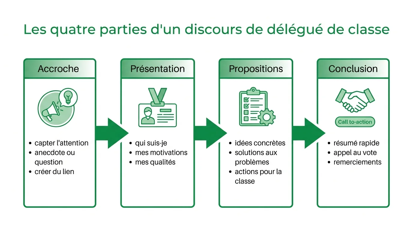 Les quatre parties d'un discours de délégué de classe