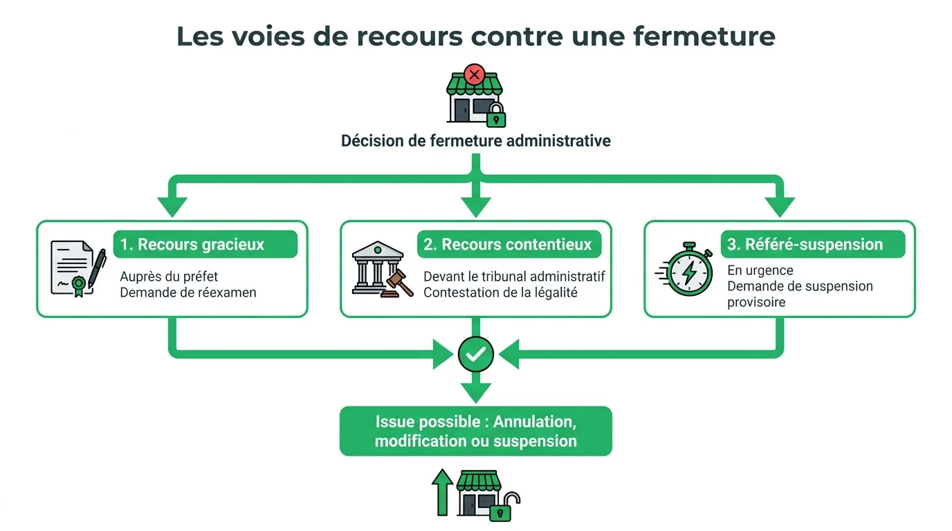 Les voies de recours contre une fermeture