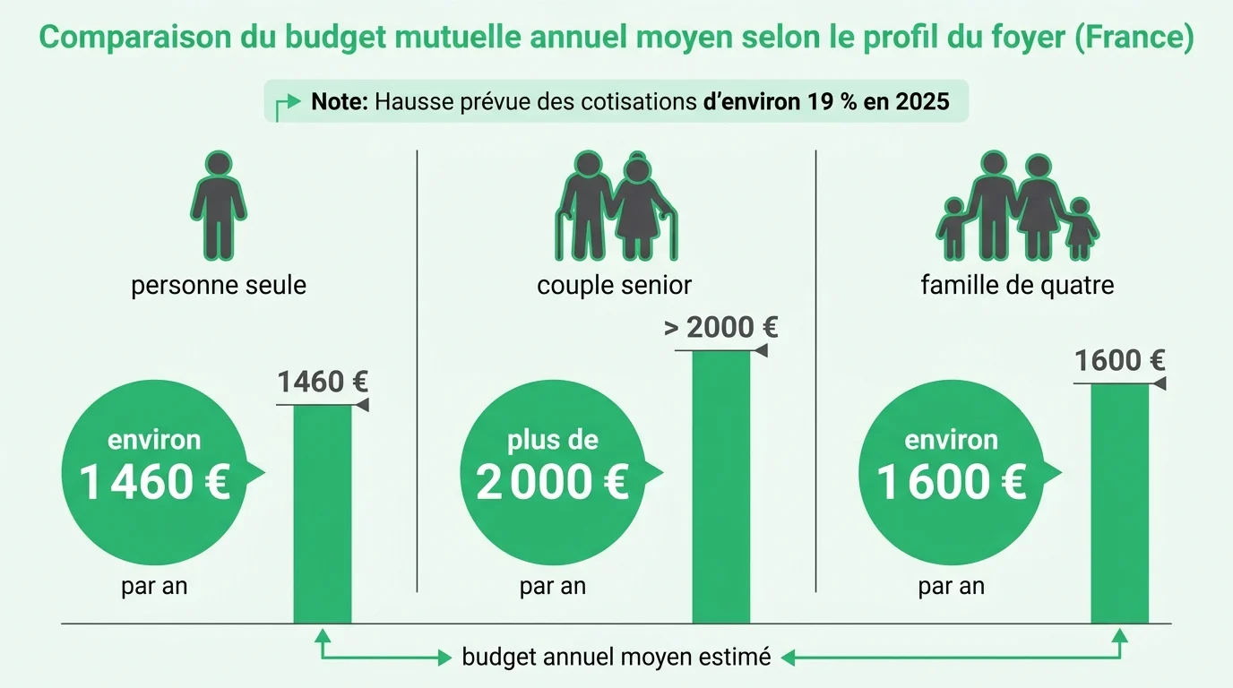 Comparaison du budget mutuelle annuel selon le profil du foyer