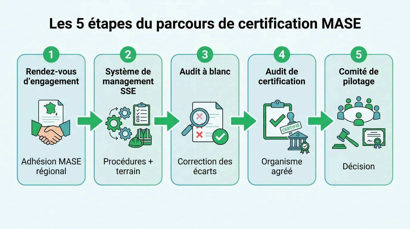 Les 5 étapes du parcours de certification MASE