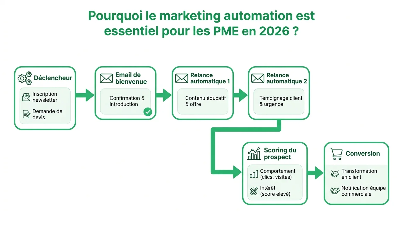 Workflow type d'un scénario de marketing automation pour PME